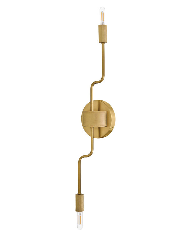 Haiel 5" Two Lights Medium Sconce, Lacquered Brass