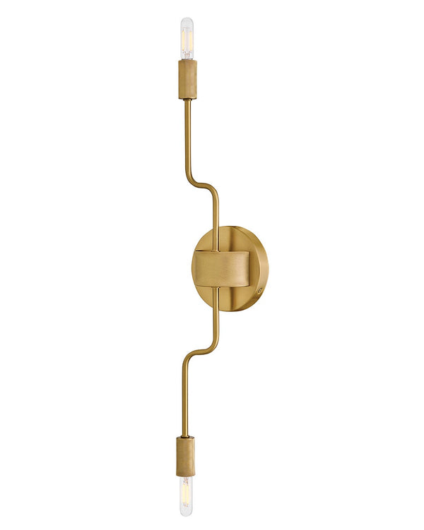 Haiel 5" Two Lights Medium Sconce, Lacquered Brass