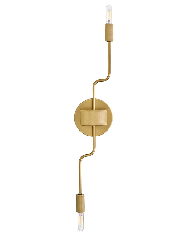 Haiel 5" Two Lights Medium Sconce, Lacquered Brass