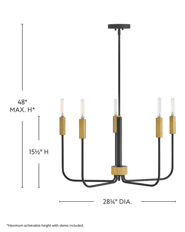Haiel 28" Five Lights Medium Single Tier, Black