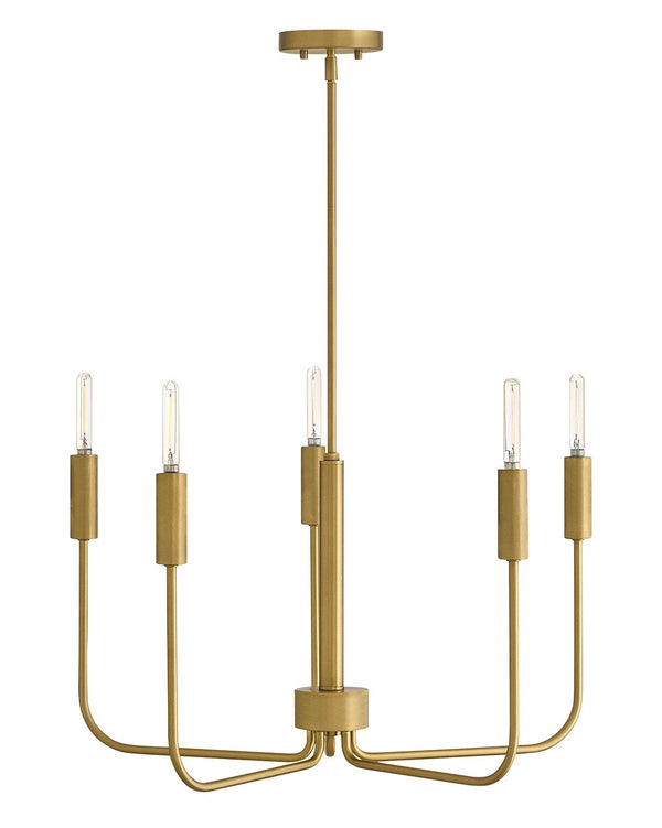 Haiel 28" Five Lights Medium Single Tier, Lacquered Brass