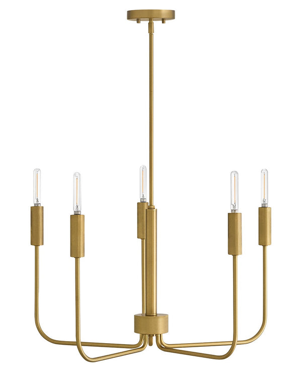 Haiel 28" Five Lights Medium Single Tier, Lacquered Brass