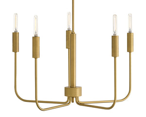 Haiel 28" Five Lights Medium Single Tier, Lacquered Brass