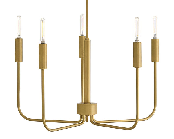 Haiel 28" Five Lights Medium Single Tier, Lacquered Brass