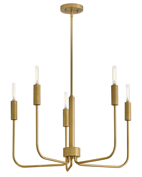 Haiel 28" Five Lights Medium Single Tier, Lacquered Brass