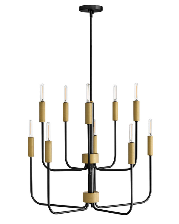 Haiel 30" Ten Lights Medium Multi Tier, Black