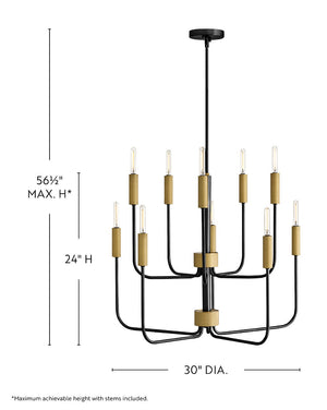 Haiel 30" Ten Lights Medium Multi Tier, Black