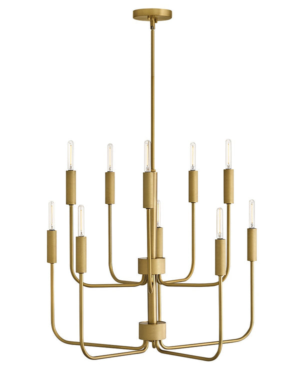 Haiel 30" Ten Lights Medium Multi Tier, Lacquered Brass