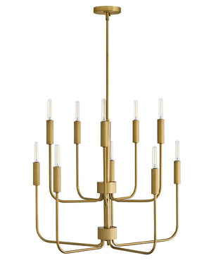 Haiel 30" Ten Lights Medium Multi Tier, Lacquered Brass