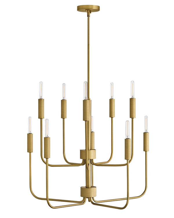 Haiel 30" Ten Lights Medium Multi Tier, Lacquered Brass