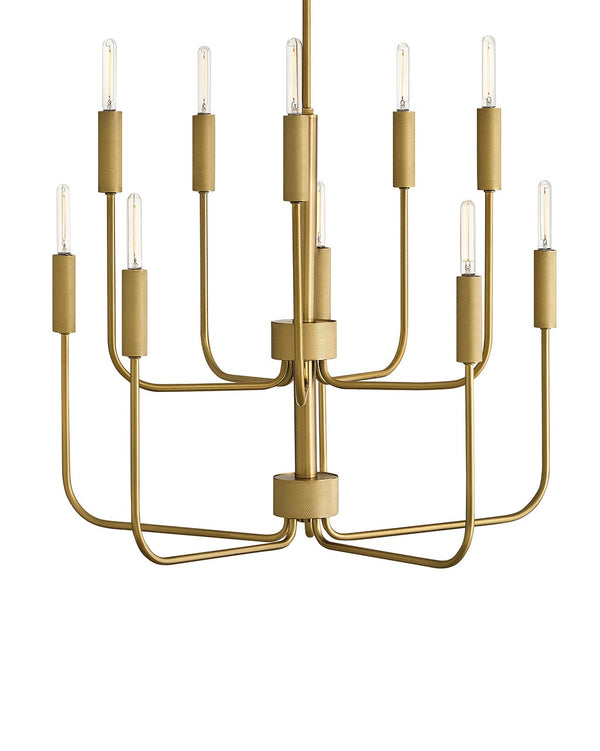 Haiel 30" Ten Lights Medium Multi Tier, Lacquered Brass