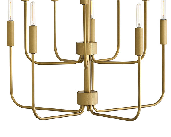 Haiel 30" Ten Lights Medium Multi Tier, Lacquered Brass