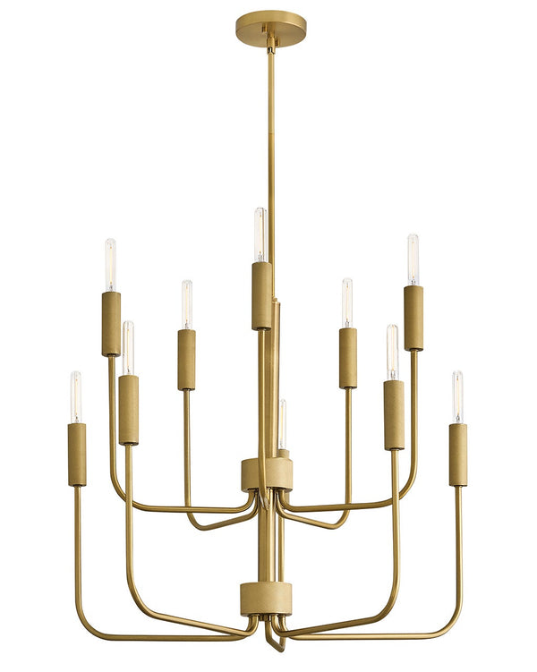 Haiel 30" Ten Lights Medium Multi Tier, Lacquered Brass