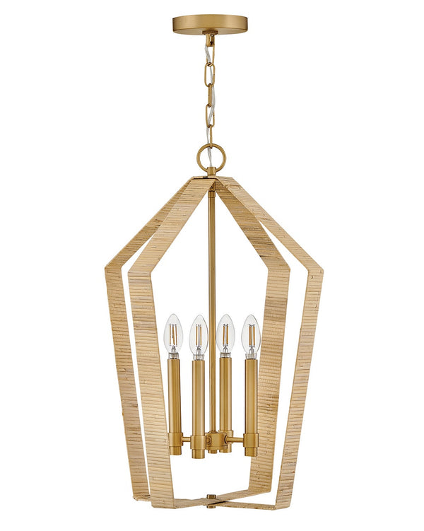 Xais 17" Four Lights Large Pendant, Lacquered Brass