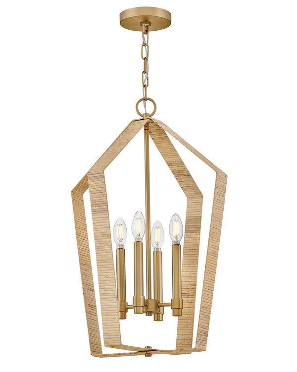 Xais 17" Four Lights Large Pendant, Lacquered Brass