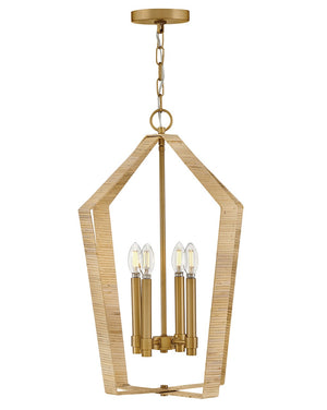 Xais 17" Four Lights Large Pendant, Lacquered Brass