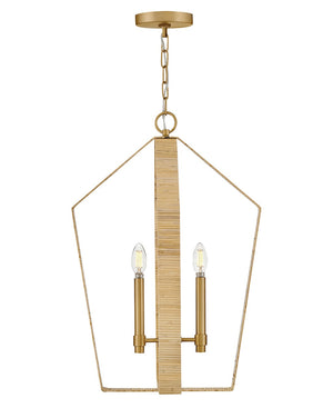 Xais 17" Four Lights Large Pendant, Lacquered Brass