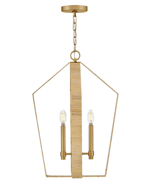 Xais 17" Four Lights Large Pendant, Lacquered Brass