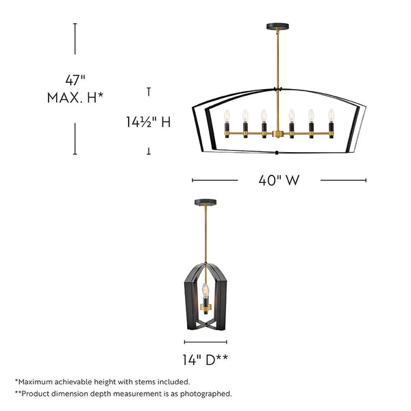 Xais 40" Six Lights Large Linear, Black