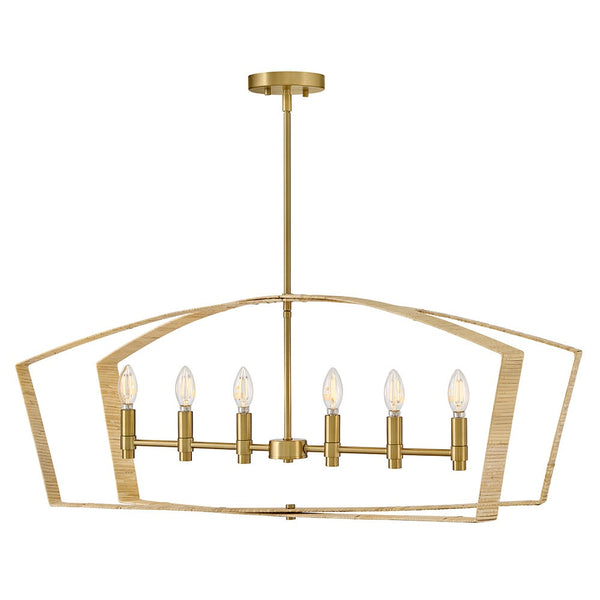 Xais 40" Six Lights Large Linear, Lacquered Brass