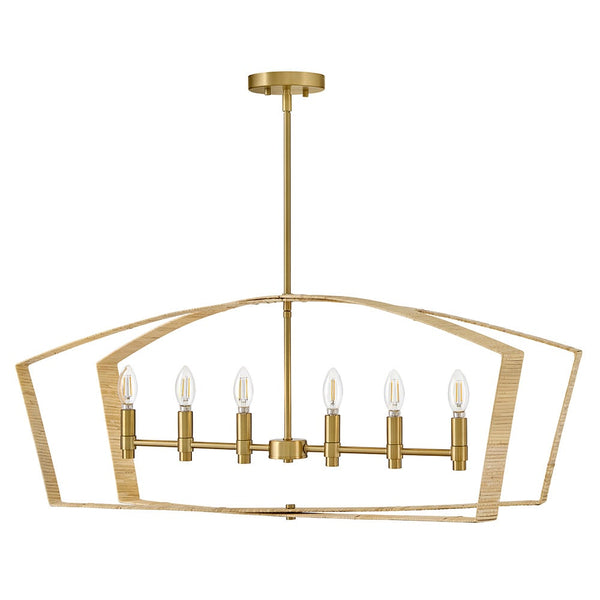 Xais 40" Six Lights Large Linear, Lacquered Brass