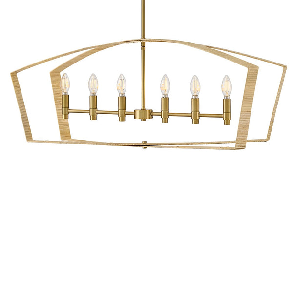 Xais 40" Six Lights Large Linear, Lacquered Brass