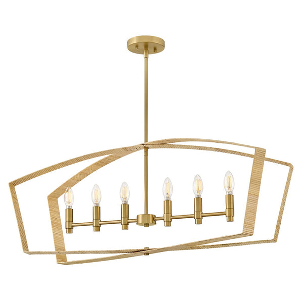 Xais 40" Six Lights Large Linear, Lacquered Brass