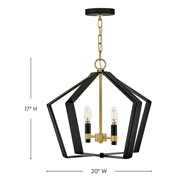 Xais 20" Two Lights Large Pendant, Black