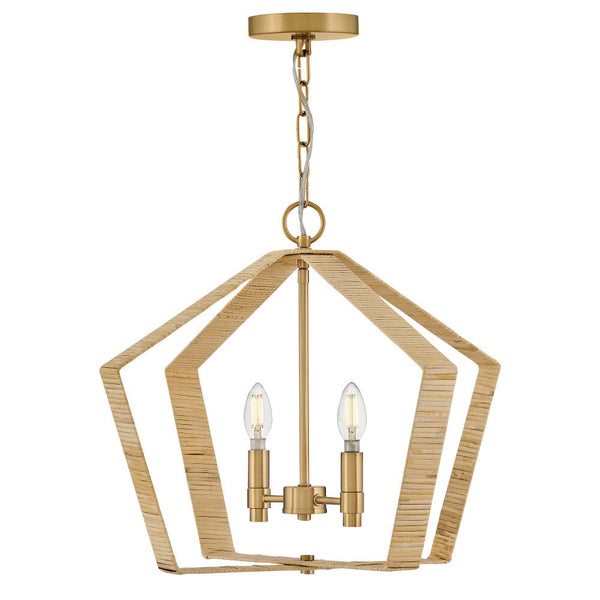 Xais 20" Two Lights Large Pendant, Lacquered Brass