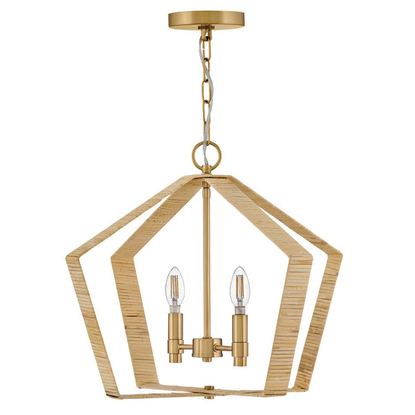 Xais 20" Two Lights Large Pendant, Lacquered Brass