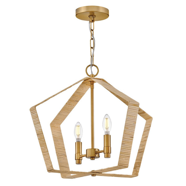 Xais 20" Two Lights Large Pendant, Lacquered Brass