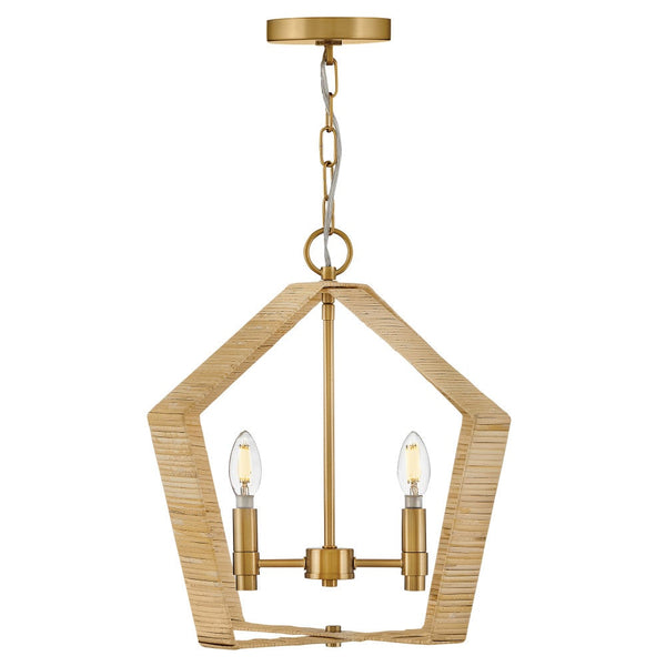 Xais 20" Two Lights Large Pendant, Lacquered Brass