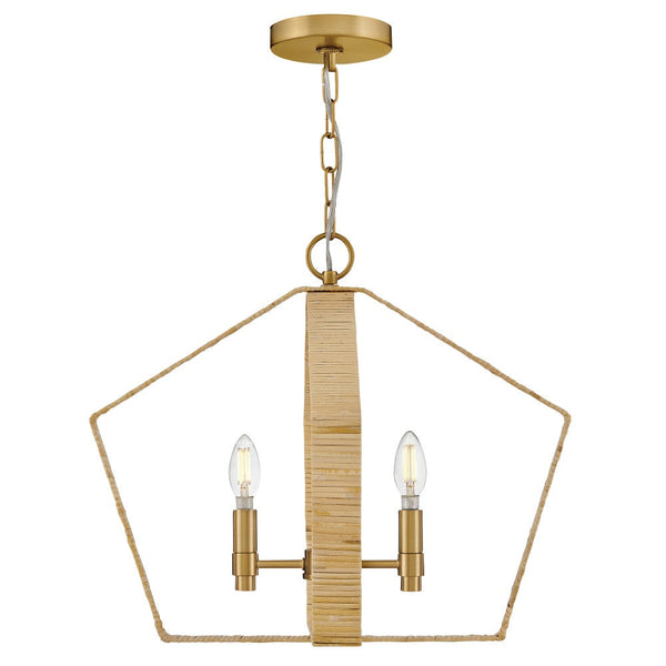Xais 20" Two Lights Large Pendant, Lacquered Brass