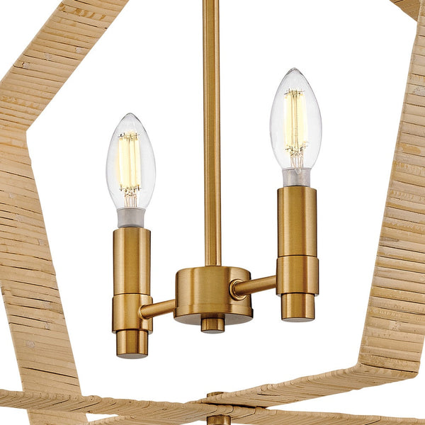 Xais 20" Two Lights Large Pendant, Lacquered Brass