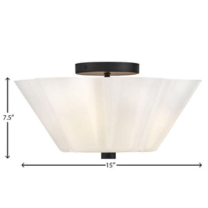 Paar 15" Three Lights Medium Semi-Flush Mount, Black