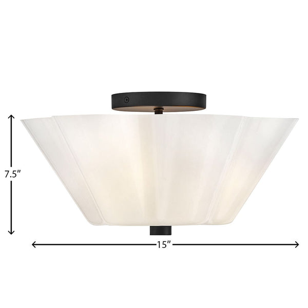 Paar 15" Three Lights Medium Semi-Flush Mount, Black