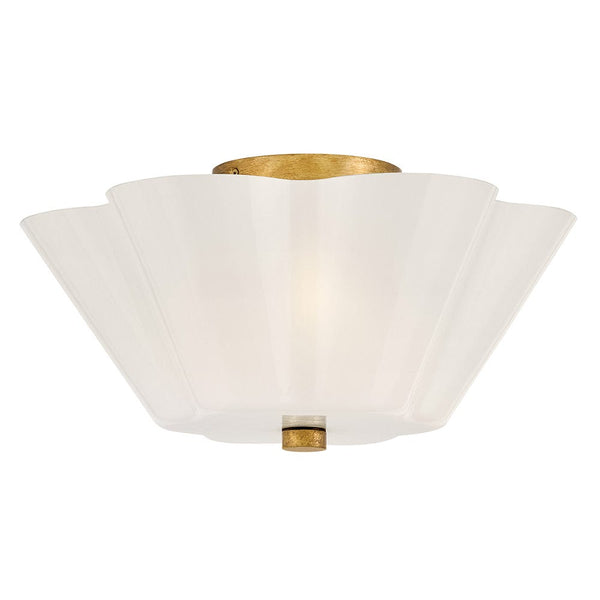 Paar 15" Three Lights Medium Semi-Flush Mount, Distressed Brass