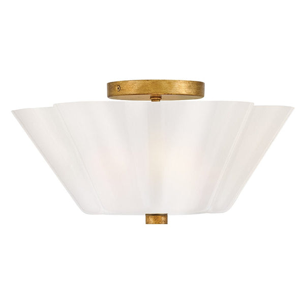 Paar 15" Three Lights Medium Semi-Flush Mount, Distressed Brass