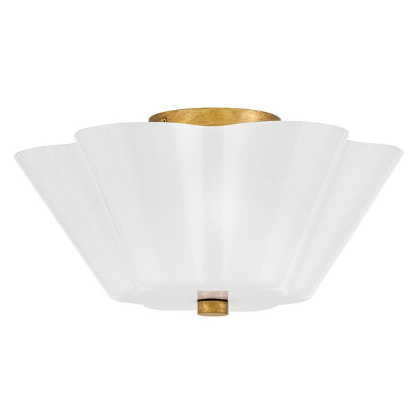 Paar 15" Three Lights Medium Semi-Flush Mount, Distressed Brass