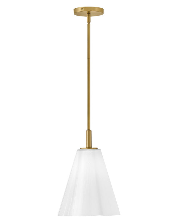 Paar 11" One Light Small Pendant, Lacquered Brass