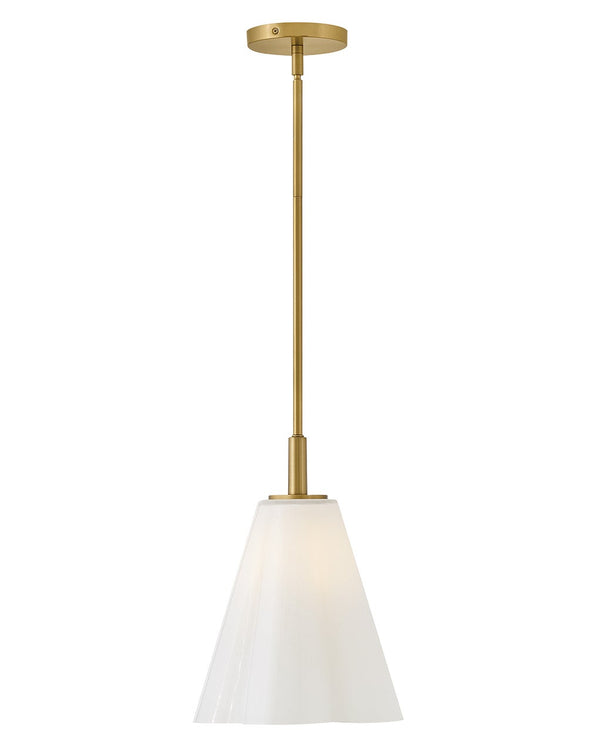 Paar 11" One Light Small Pendant, Lacquered Brass