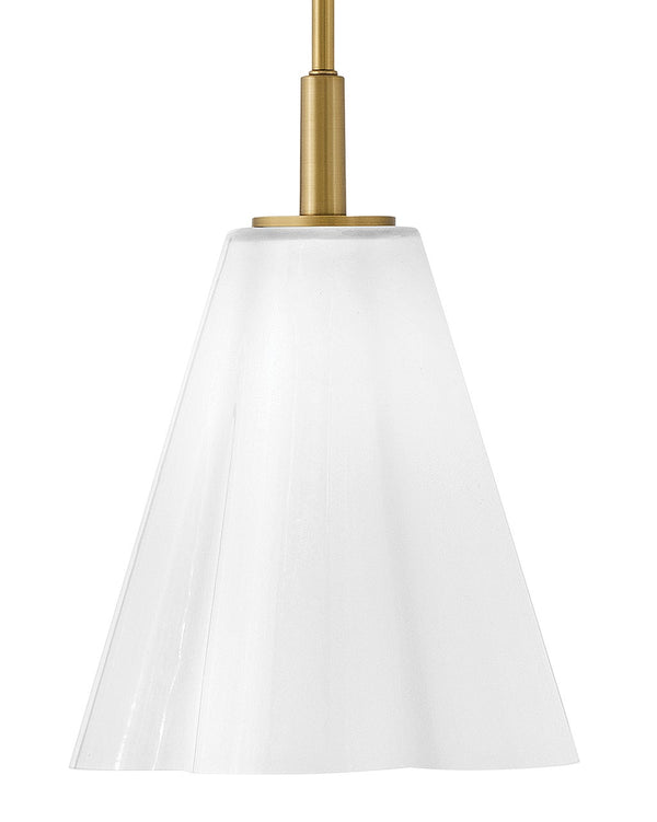 Paar 11" One Light Small Pendant, Lacquered Brass