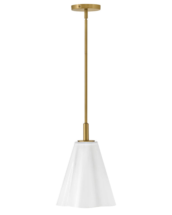 Paar 11" One Light Small Pendant, Lacquered Brass