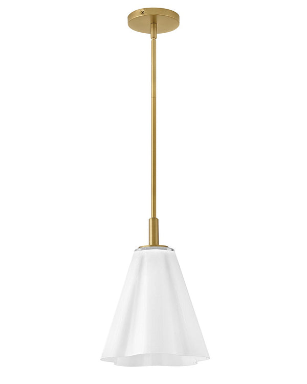 Paar 11" One Light Small Pendant, Lacquered Brass
