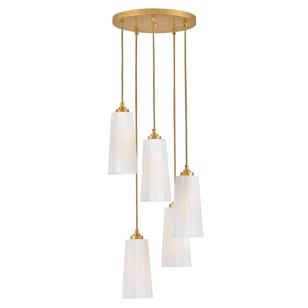 Paar 16" Five Lights Small Chandelier, Distressed Brass