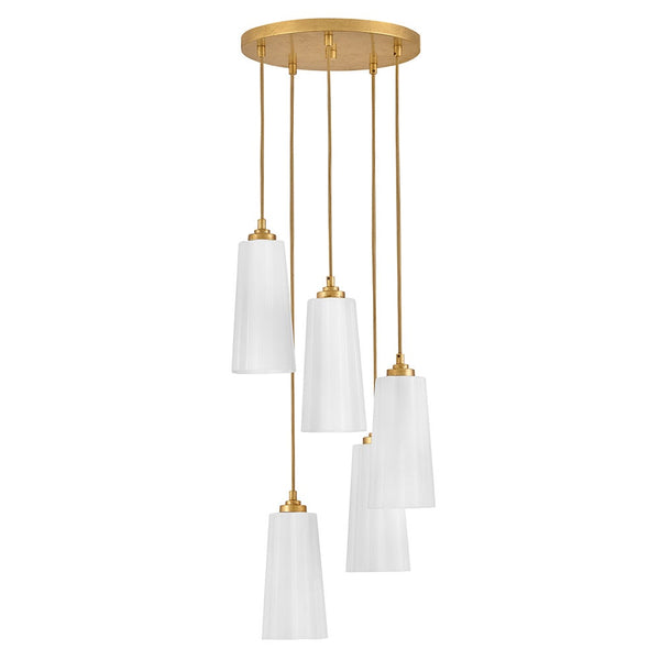 Paar 16" Five Lights Small Chandelier, Distressed Brass