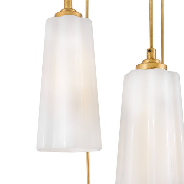 Paar 16" Five Lights Small Chandelier, Distressed Brass