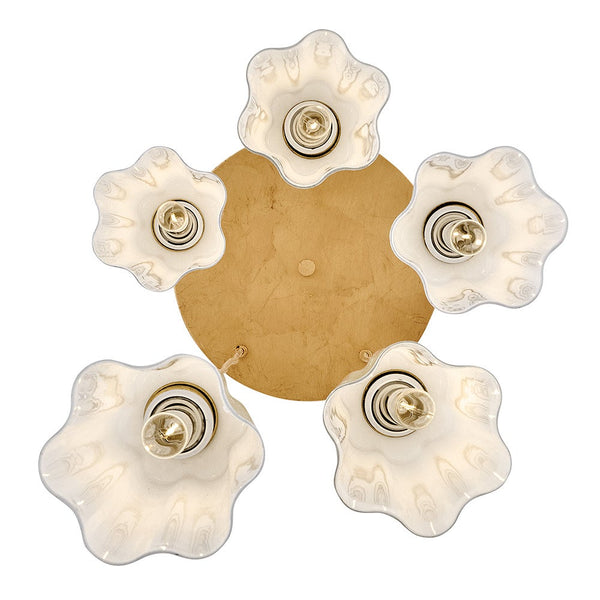 Paar 16" Five Lights Small Chandelier, Distressed Brass