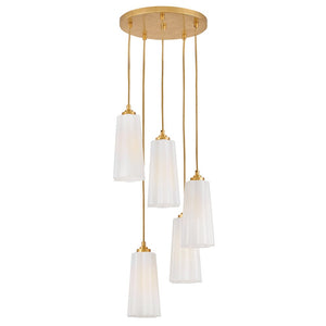 Paar 16" Five Lights Small Chandelier, Distressed Brass