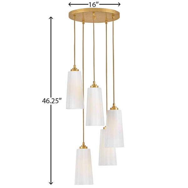 Paar 16" Five Lights Small Chandelier, Distressed Brass